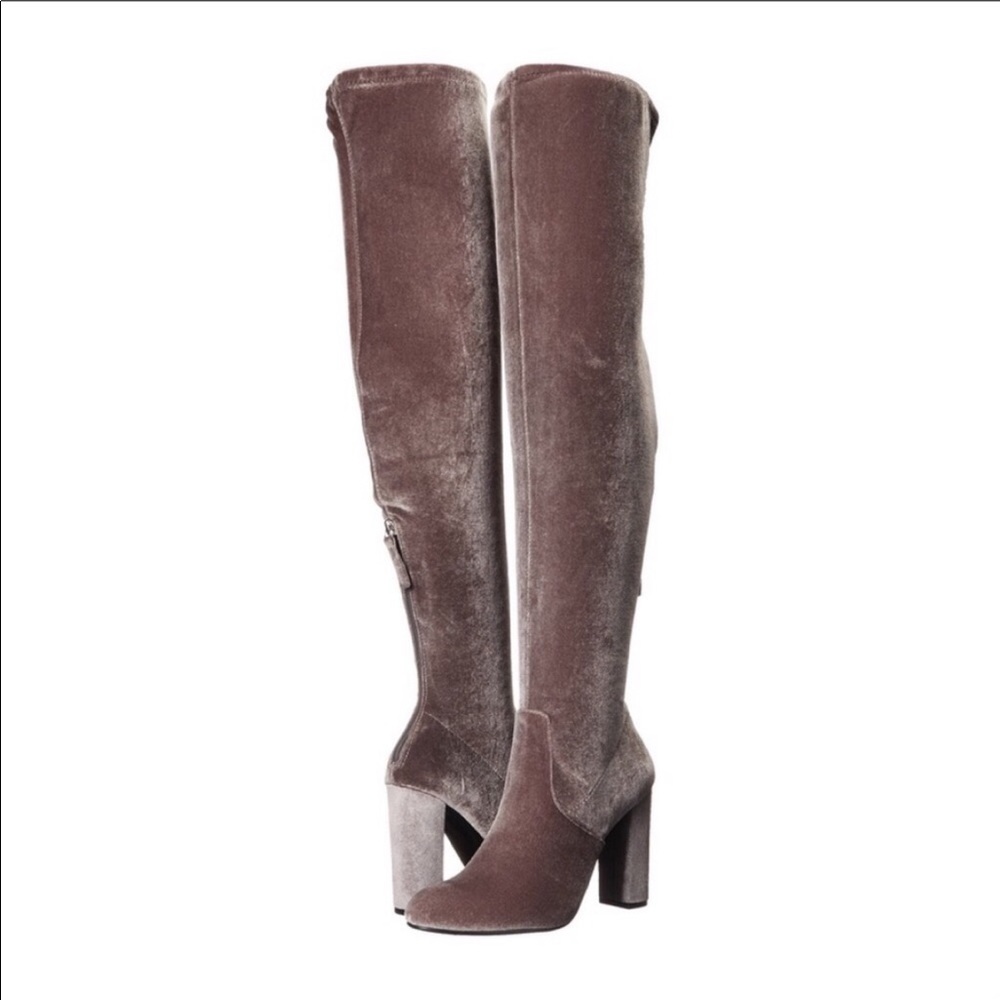 Steve Madden Nori V Velvet Taupe overknee boots in very good condition
